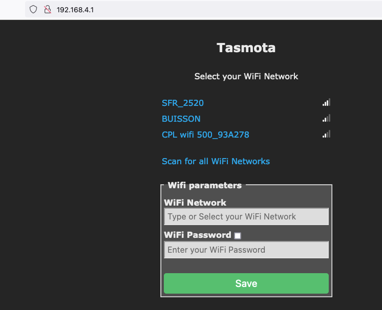 tasmota select wifi